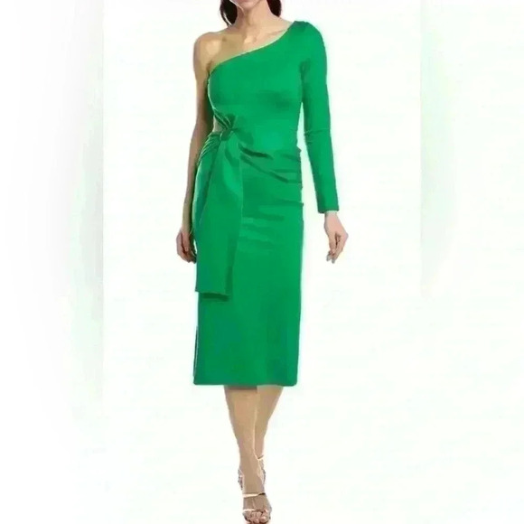 Alexis Royale One Shoulder Midi Dres in Jade Size XSmall